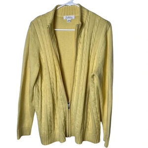 Y2K Traditional Country Collection front zip chunky knit cable knit sweater EC